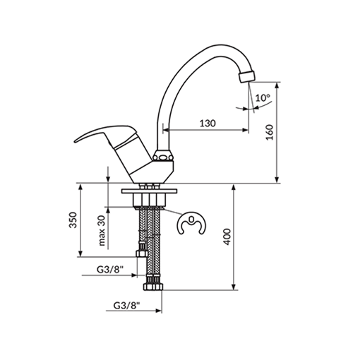 ROSAN PERLA ZA SUDOPERU VISOKA 130MM SA 3 CEVI  JP382013 2