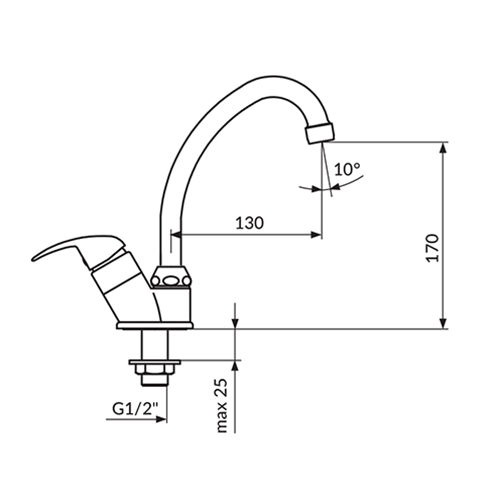 ROSAN PERLA SA JEDNORUČNIM VENTILOM VISOKA 130MM  JP531130 2