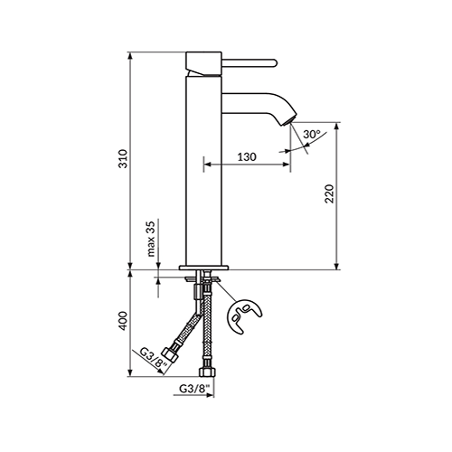 ROSAN ZERRO ZA LAVABO VISOKA 2 CEVI  JZ30109 2