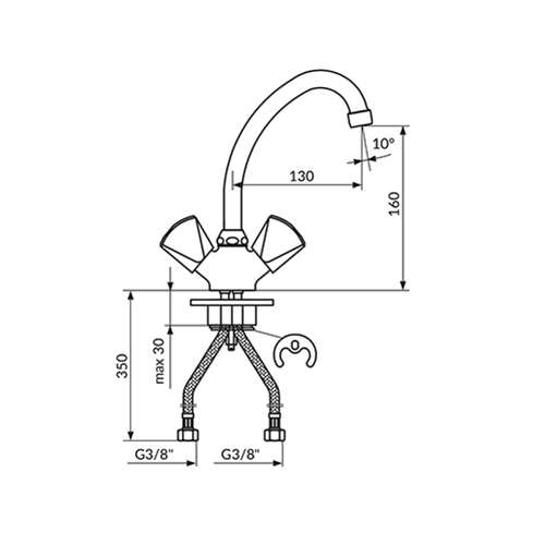 ROSAN KLASIK ZA SUDOPERU VISOKA 2 CEVI 130MM  K23013 2