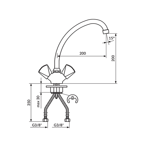 ROSAN KLASIK ZA SUDOPERU VISOKA 2 CEVI 200MM  K23020 2