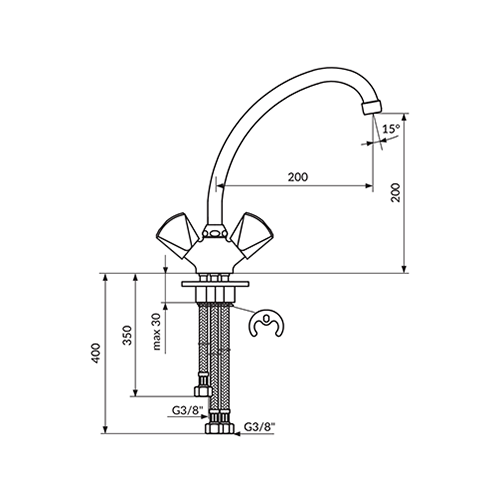 ROSAN KLASIK ZA SUDOPERU VISOKA 3 CEVI 200MM  K26101 2