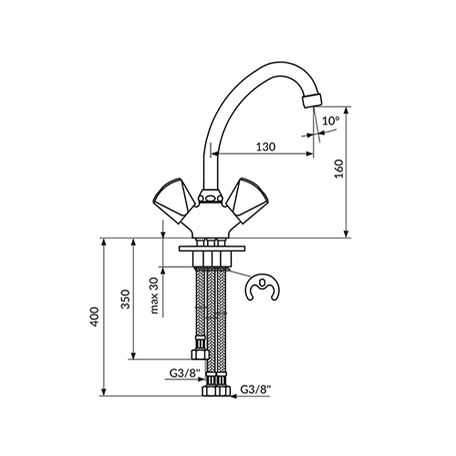 ROSAN KLASIK ZA SUDOPERU VISOKA 3 CEVI 130MM  K26102 2