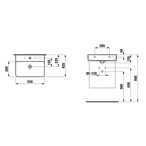 LAUFEN VAL LAVABO 55 x 42  1028.2 2