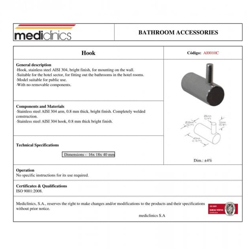 MEDICLINICS VESALICA INOX SJAJ  A10010C 2