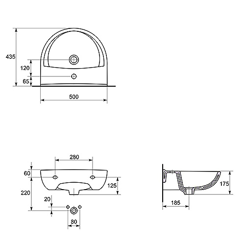 CERSANIT PRESIDENT LAVABO 500  K08-004 4