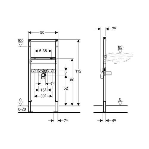 GEBERIT DUOFIX MONTAŽNI ELEMENT ZA UMIVAONIK 112 cm  111.436.00.1 2