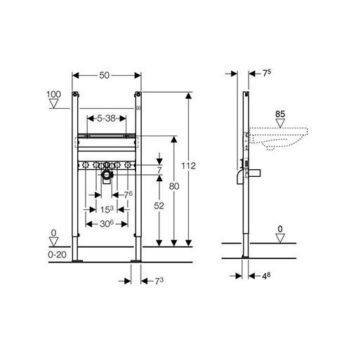 GEBERIT DUOFIX BASIC ELEMENT ZA UMIVAONIK SA STOJEĆOM ARMATUROM 112 cm  111.471.00.1 2