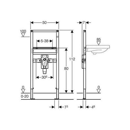 GEBERIT DUOFIX MONTAŽNI ELEMENT ZA BOLNIČKI LAVABO BEZ PREPREKA 112 cm  111.480.00.1 2