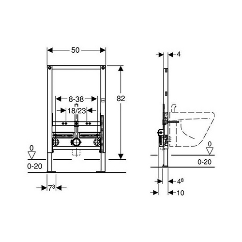 GEBERIT DUOFIX ELEMENT ZA BIDE 82 cm UNIVERZALNI  111.515.00.1 2