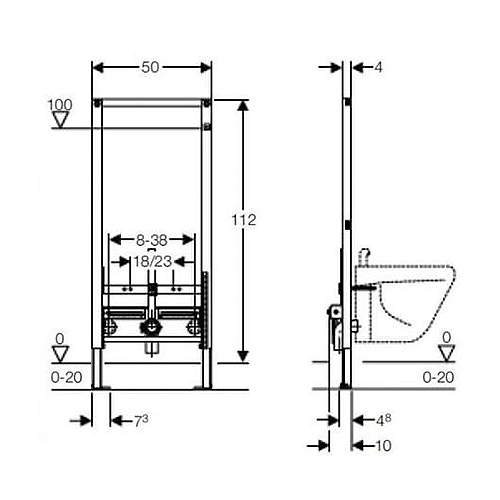 GEBERIT DUOFIX ELEMENT ZA BIDE 112 cm UNIVERZALNI  111.516.00.1 2