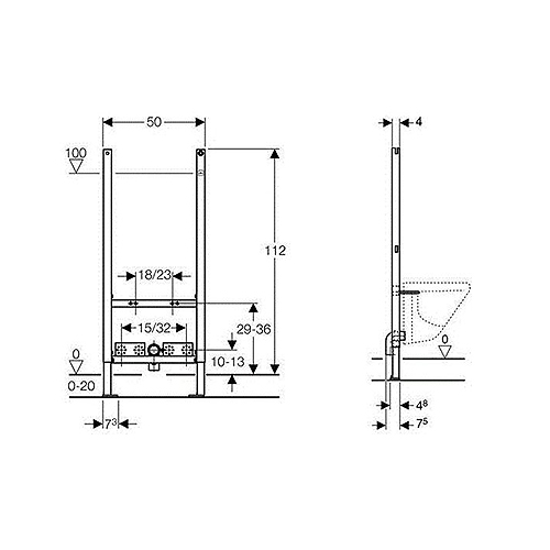 GEBERIT DUOFIX BASIC ELEMENT ZA BIDE 112 cm  111.534.00.1 2