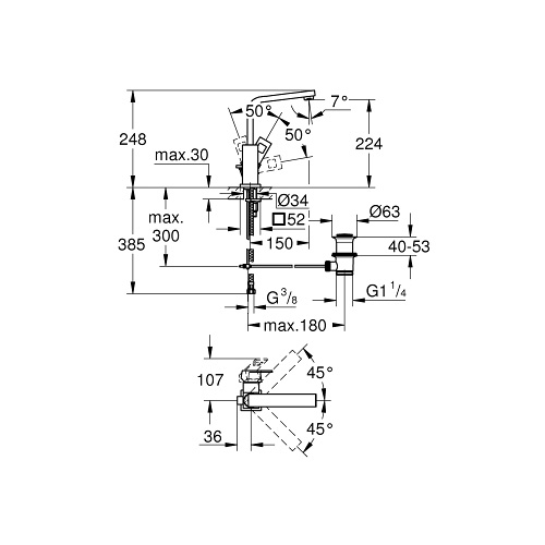 GROHE EUROCUBE ZA LAVABO VISOKA  23135000 2