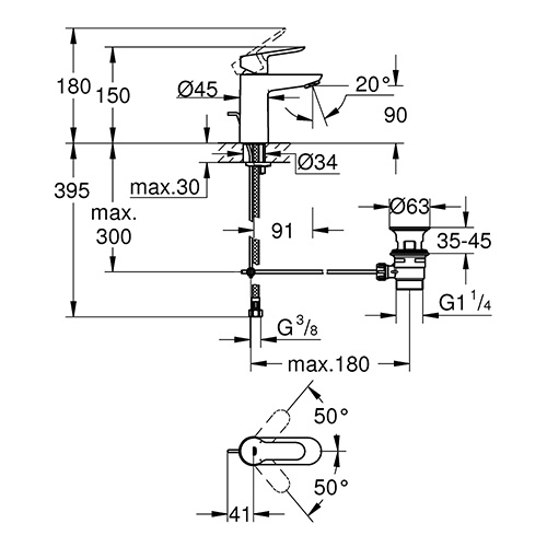 GROHE START EDGE ZA LAVABO S  23342000 2