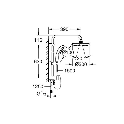 GROHE TEMPESTA COSMOPOLITAN USPONSKI TUŠ KONZOLA  27389001 2