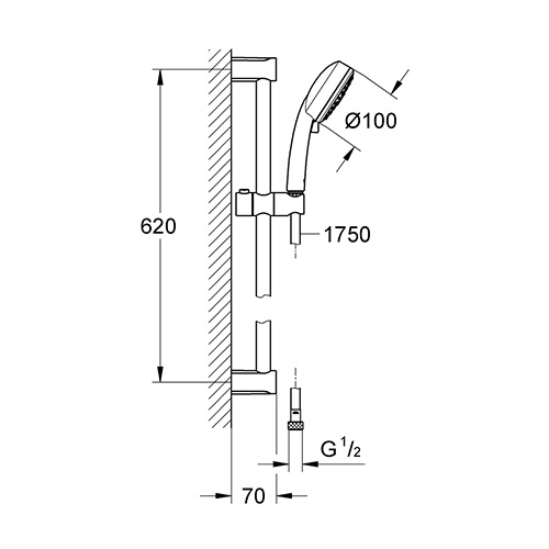 GROHE TEMPESTA COSMOPOLITAN 100 TUŠ SET SA 3 VRSTE MLAZA  27786001 2