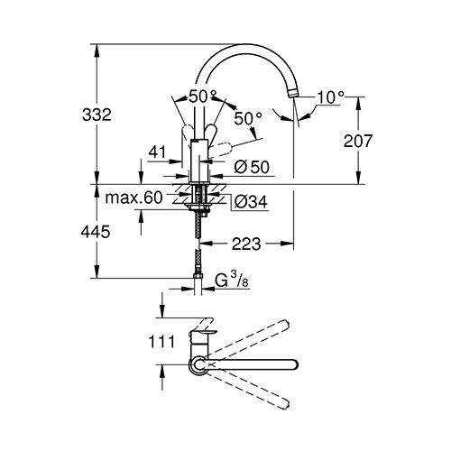 GROHE BAUEDGE ZA SUDOPERU 2 CEVI  31367000 2