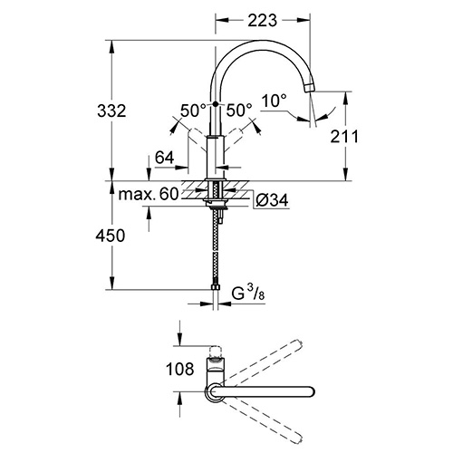 GROHE START EDGE ZA SUDOPERU 2 CEVI  31369000 2