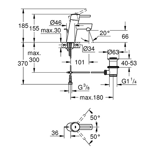 GROHE CONCETTO ZA LAVABO SA PODSKLOPOM  32204001 2