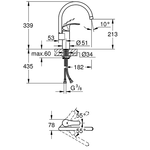 GROHE EUROSMART ZA SUDOPERU VISOKA  33202002 2