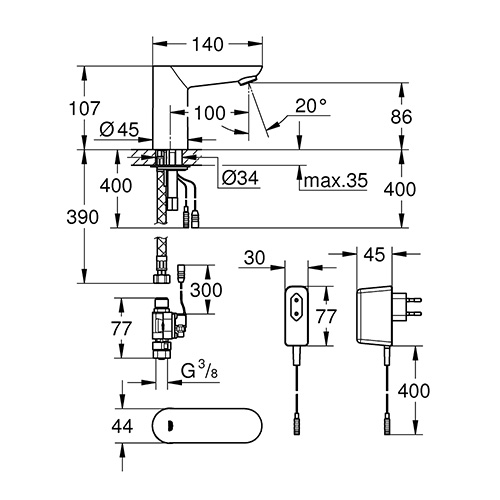 GROHE EUROCUBE ZA LAVABO SA SENZOROM  36269000 2