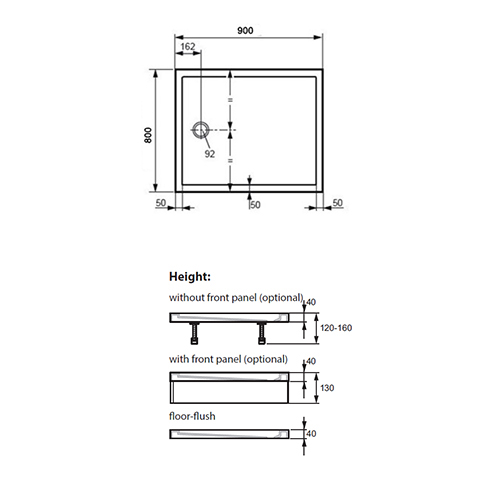 HUPPE PURANO TUŠ KADA  900 x 800  202270.055 3