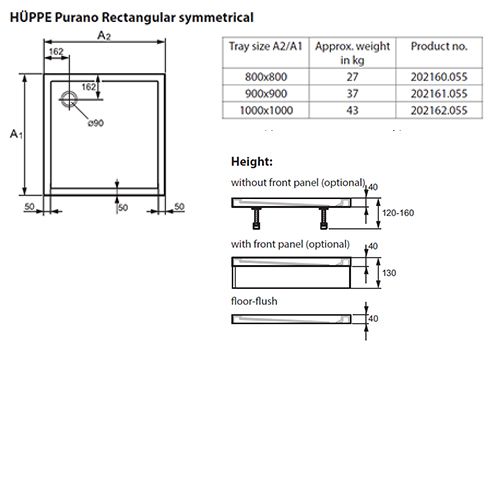 HUPPE PURANO TUŠ KADA  900 x 900  202161.055 2