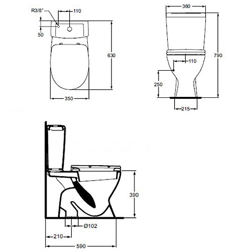 IDEAL STANDARD EUROVIT MONOBLOK SIMPLON + SOFT-CLOSE DASKA  V337301 2