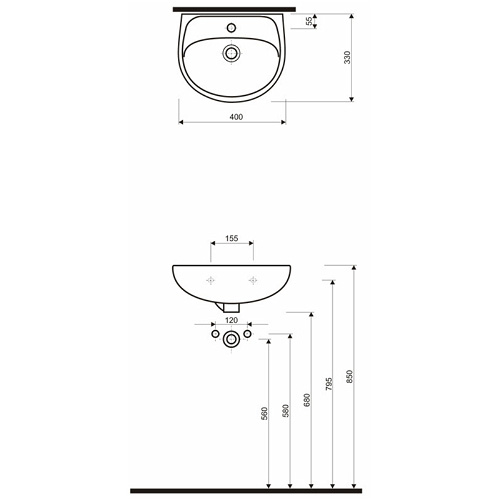 KOLO SOLO LAVABO 400 SA RUPOM  72141000 2