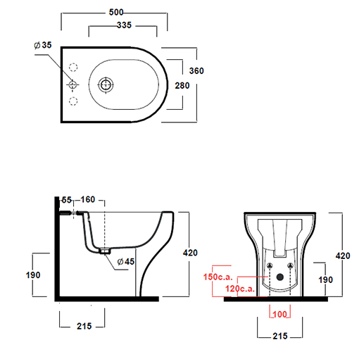 OLYMPIA CLEAR BIDE BACK TO WALL  CLE210101 2