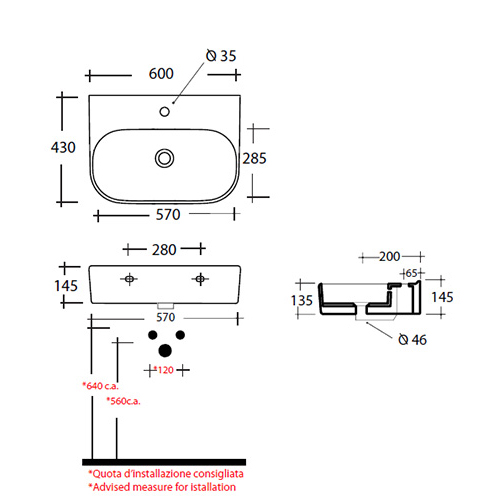 OLYMPIA SYNTHESIS LAVABO 60x43  SYN4360101 2