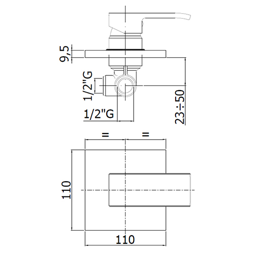 PAFFONI LEVEL BATERIJA ZA TUŠ KADU UGRADNA  LES010 2