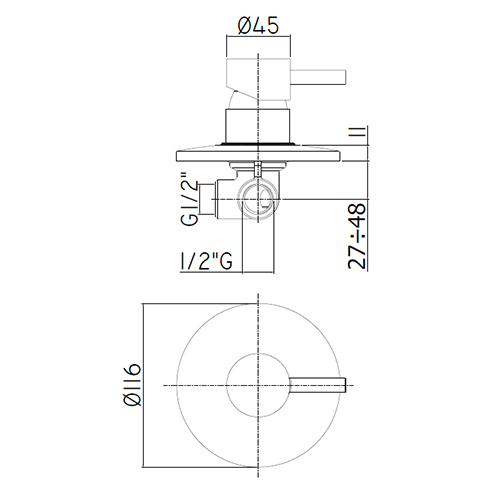 PAFFONI STICK BATERIJA ZA TUŠ KADU UGRADNA  SK010 2