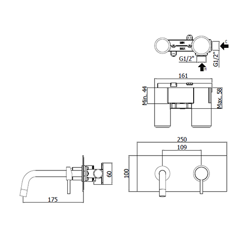 PAFFONI STICK BATERIJA ZA LAVABO UGRADNA  SK101 2