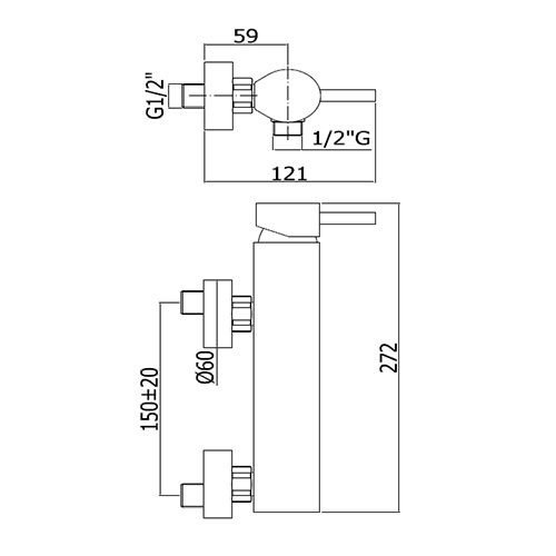 PAFFONI STICK BATERIJA ZA TUŠ KADU  SK168 2