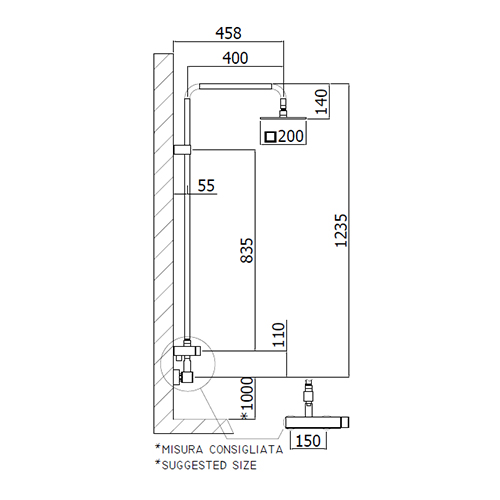 PAFFONI LEVEL PLUS BATERIJA ZA TUŠ KADU USPONSKA  ZCOL607 2