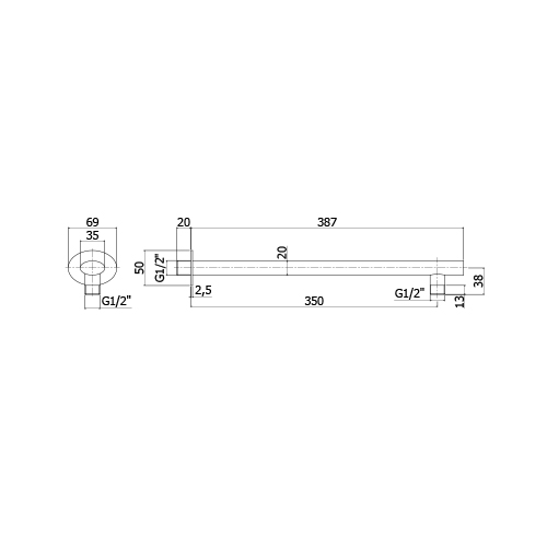 PAFFONI STICK LULA OVALNA L-350mm  ZSOF090CR 2