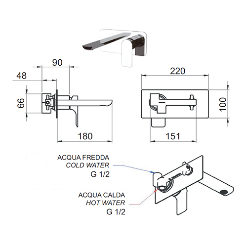 REMER INFINITY BATERIJA UGRADNA ZA LAVABO  I 15 2