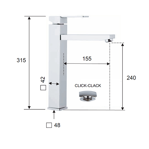 REMER QUBIKA BATERIJA ZA LAVABO VISOKA SA PODSKLOPOM  Q10 LB 2