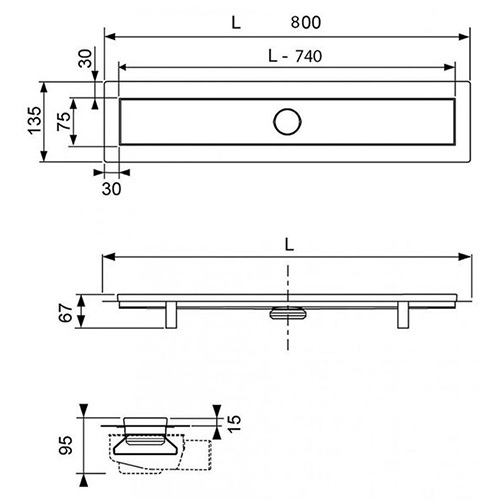 TECE  LINUS 2/1 SET 800 mm  15103080 2