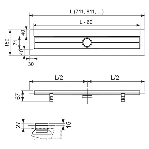 TECE DRAINLINE KANALICA 1200 mm  601200 2