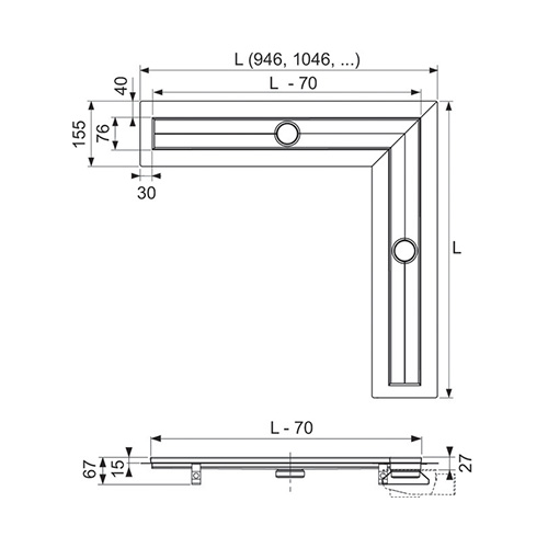 TECE DRAINLINE KANALICA UGAO  900X900  610900 2