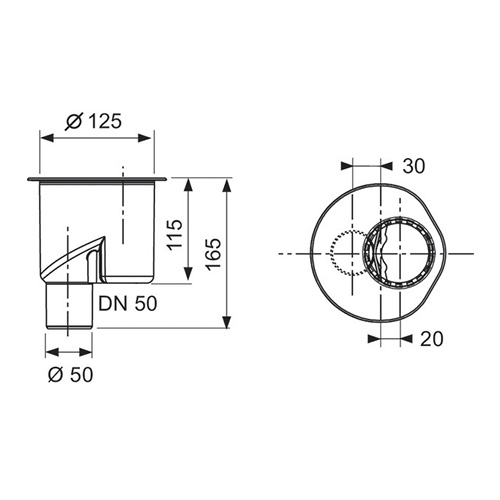 TECE DRAINLINE ODVOD F 50 VERTIKALNI  650003 2