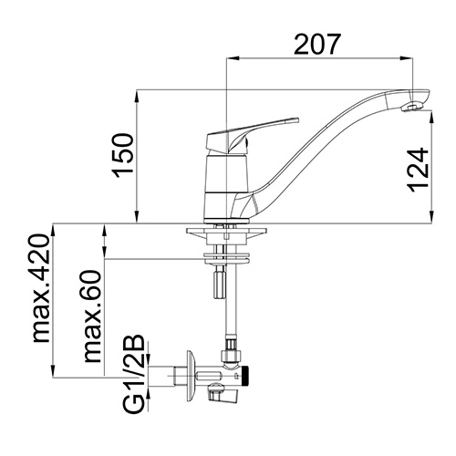 UNITAS PROJECT BATERIJA ZA SUDOPERU 2 CEVI+EK VENTIL  UH00184 2