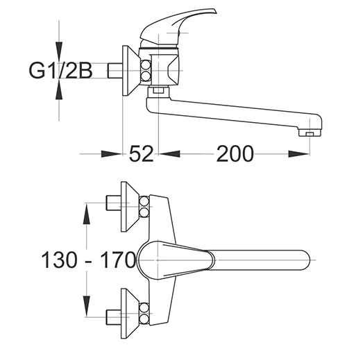 UNITAS SIMPATY BATERIJA ZA SUDOPERU ZIDNA L = 200 mm  UH00281 2