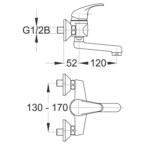 UNITAS SIMPATY BATERIJA ZA SUDOPERU ZIDNA L=  120 mm  UH00282 2