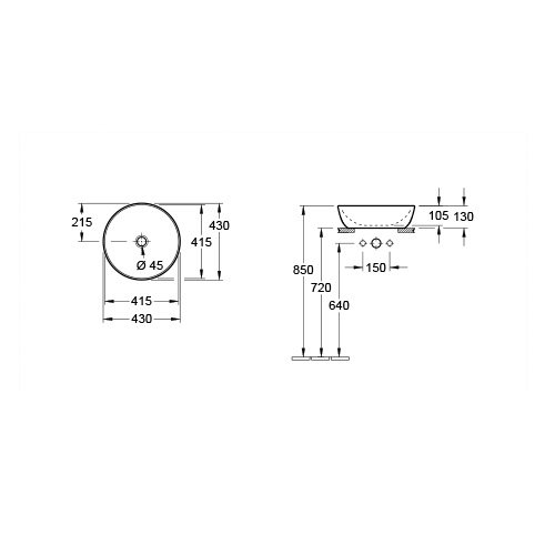 VILLEROY & BOCH ARTIS LAVABO 430 mm NADGRADNI  41794301 2