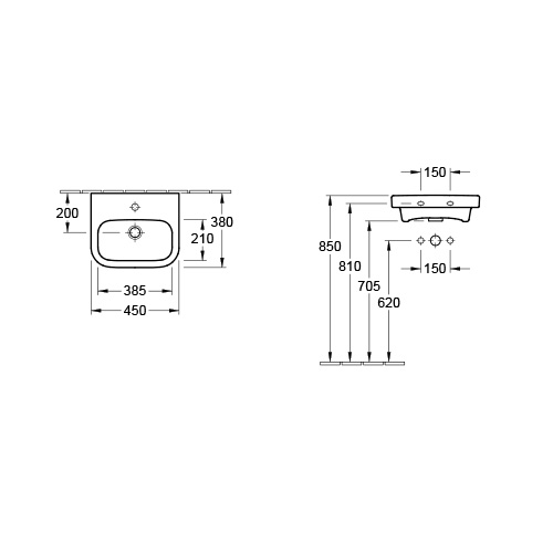 VILLEROY & BOCH ARCHITECTURA LAVABO 450 x 380 mm  43734501 2