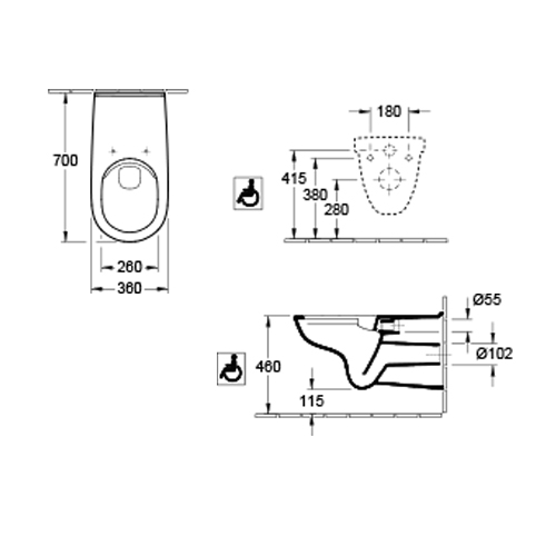 VILLEROY & BOCH O.NOVO VITA INVALIDSKA WC ŠOLJA KONZOLNA  4601R001 3