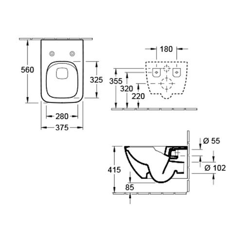 VILLEROY & BOCH VENTICELLO WC ŠOLJA KONZOLNA RIMLESS  4611R001 3